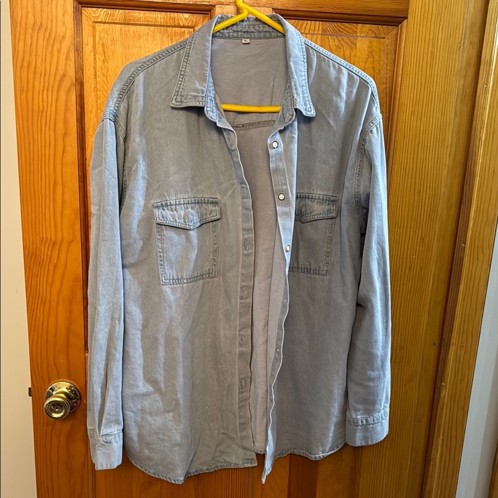#46 - Blue Button Down Denim Shirt with Classic Collar